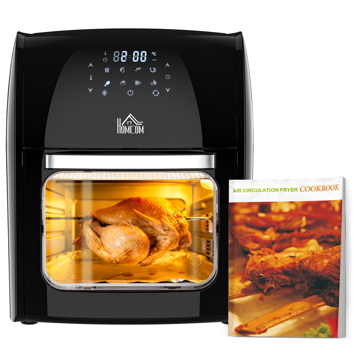 Homcom Unisex Black 12L Air Fryer Oven With 8 Preset Modes Rapid Air Circulation 1800W In - Image 2