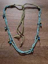Turquoise Beaded Necklace Green Corded Adjustable Length Women's Jewelry Gift