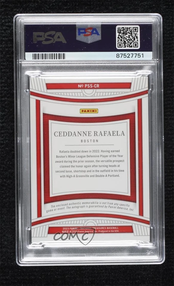 2023 Panini National Treasures Gold /49 Ceddanne Rafaela #PSS-CR PSA 7 Auto - Image 2 of 2