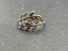 Vintage Signed Sterling Silver 925 Leaves Design Bypass Ring Sz 8