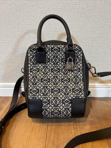LOEWE Amazona 15 Black/Navy Jacquard Leather Handbag