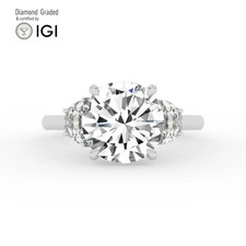Round Diamond Trilogy Ring Platinum Labgrown 3.70 Ct Solitaire