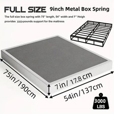 7" Full Box Spring - Steel Mattress Foundation with Easy Clean Cover