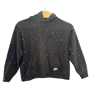 nike black mini swoosh hoodie