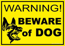 Warning beware of dog weatherproof Vinyl Sticker Decal