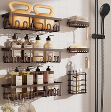 Shower Caddy 6-Pack, No Drilling Rustproof, Waterproof Adhesive Shelves Rack w