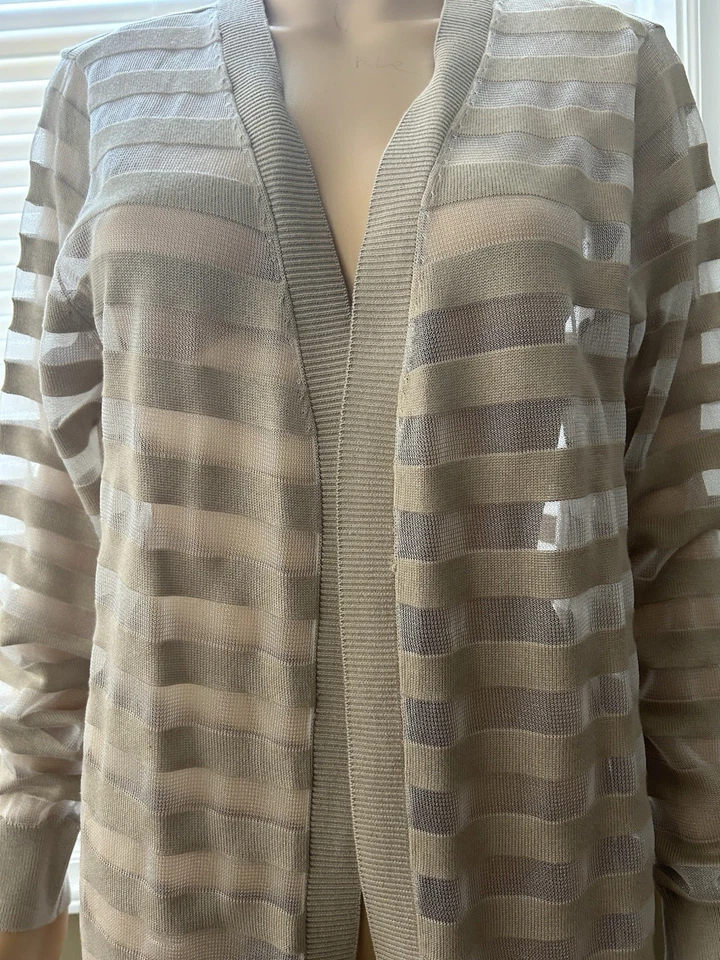 Cárdigan largo a rayas/transparente frente abierto INC International Concepts ~ talla XL Foto 3 de 4