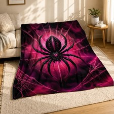Gothic Spider Web Coral Fleece Blanket Dark Halloween Decor