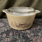 Vintage Pyrex Forest Fancies 1 L/1 Qt Casserole 473-B W/Lid 17-470-C Mushrooms