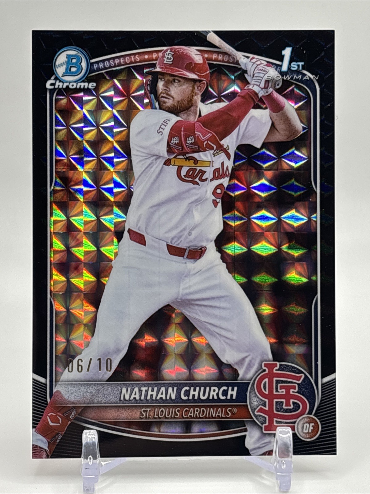 2025 Bowman Chrome Prospects 1st Nathan Church Black Geometric Refractor /10 SSP