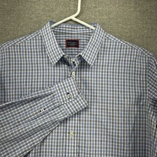 UNTUCKit Durif WF Shirt Men Size XL Blue Check Long Sleeve Button Up Casual