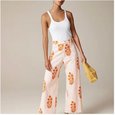 #ad #ad SZ Blockprints X J.Crew denim disco pants XS NWT Floral Poppy CK711 J.Crew Crop $83.40