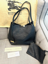 AUTHENTIC BURBERRY BLACK PEBBLED LEATHER TOTE BAG, DUST BAG CARDS 11X14