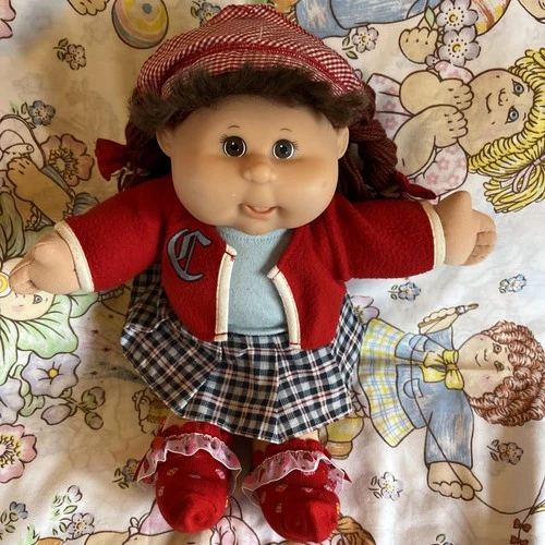 Cabbage Patch kids girl doll Jakks play along brunette school girl outfit CPK
