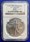 2011 ~ Silver Eagle S$1 ~ NGC MS69 ~ #3452798-076