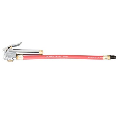 Steelman Straight Air Chuck Tire Inflator with Built-in Gauge and 12-inch Red 