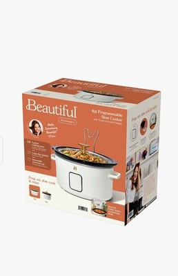 Beautiful 4Qt Programmable Slow Cooker Touch Display Keep Warm White Stoneware
