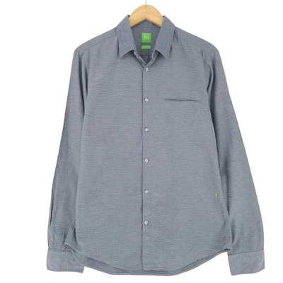 HUGO BOSS Camisa Para Hombre Gris Algodón Con Botones Manga Larga M - Imagen 1 de 4