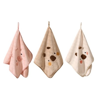 Capybara Shaped Face Towel Quick Drying Plushes Fabric Small Towel for Home
