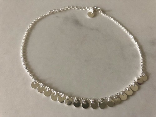 Genuine 925 Sterling Silver Discs Flat Circles Chain Anklet Girls Child Women