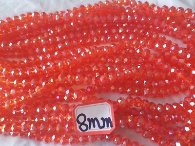 Restposten 10 Schnüre (ca) 50 Perlen) 8mm rot AB Farbe Kristallperlen Neuware