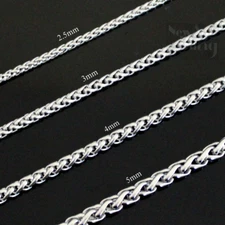 Stainless Steel Keel Wheat 316L Chain 2.5mm-5mm Necklace Mens Womens 16"-26"