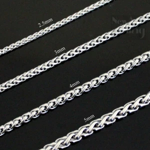 Silver Blé en acier inoxydable 316L Chaîne 2,5mm-5mm Collier Hommes Femmes 16"-26"