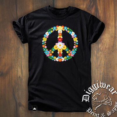 PEACE ZEICHEN |  KOSTÜM FLOWER POWER 70s KARNEVAL SPASS FUN SHIRT S-5XL
