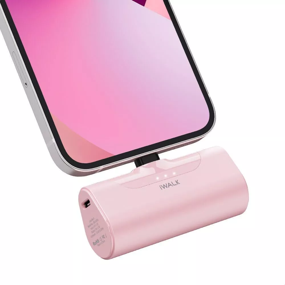 iWALK Small Portable Charger 4500mAh Ultra-Compact Power Bank Cute Pink