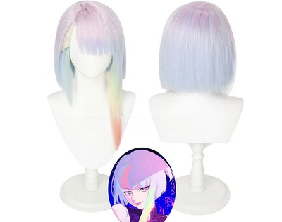 Anime Cyber Punk Edgerunners Lucy Cosplay Wig Mixed Color Halloween Party Hair