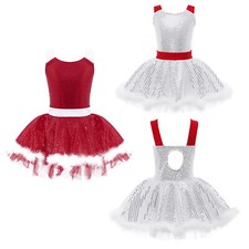 Kids Girls Sequins Ballet Tutu Dress Leotard Figure Ice Skating Cosplay Costume
