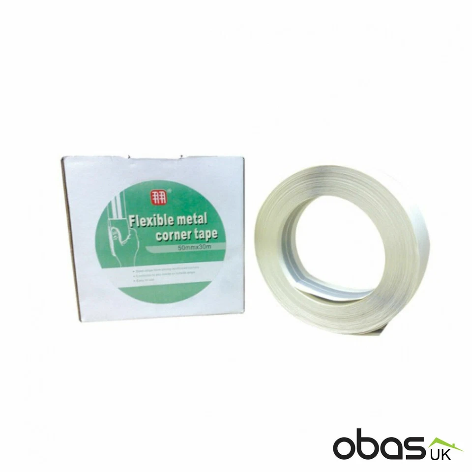 OBAS Plasterboard Corner Tape Roll Metal Drywall Plastering Corners 50mm x 30m GC