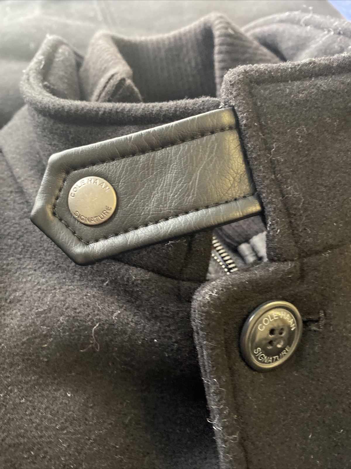 Cole Haan Signature Men's Black Wool Melton Coat with Nylon Bib S/P eBay