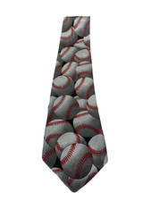 Baseball Themed Men Tie Gray Red Black White 58in Long