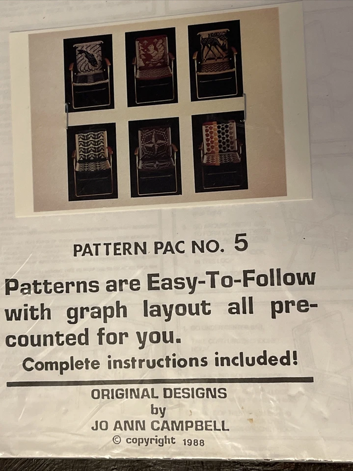Vintage Unique Lawn Chair Macrame Patterns JoAnn Campbell Lunker Fawn Weave #5 - Image 3 of 4