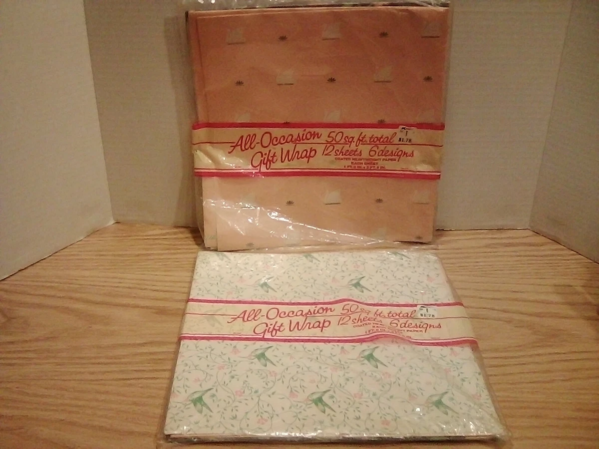 2 Packs of VINTAGE Kmart 12 SHEET All Occasion Gift Wrapping Paper. NEW