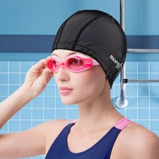Stretchable Durable Swim Cap for Long Hair Women Girls, Easy Put On and Off