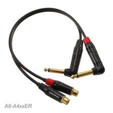 RCA Female to Right-Angle 1/4" Mono Gold-Plated Premium Dual Audio Cable