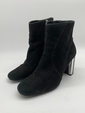 Karen Millen mirror heel ankle boots 38 5 black suede chunky classic
