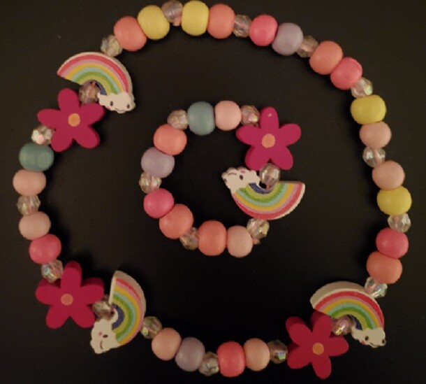 Jewelry, Doll Necklace & Bracelet, Cute Wood Beads, fits 18 Inch Dolls