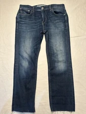 Express Men's Jeans Rocco Slim Leg Bootcut Tag 34x26 Cut Hem Crop Cut