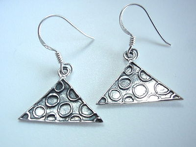 Artsy Design Triangle 925 Sterling Silver Dangle Earrings Corona Sun Jewelry
