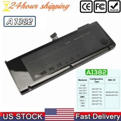 A1382 Battery For Apple MacBook Pro 15'' A1286 Early /Late 2011 Mid 2012 10.95V