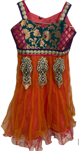 Little Girl Pakistani Party Lehenga Choli Fancy Dress 5-6 YEARS Orange Size 26 - Picture 1 of 6