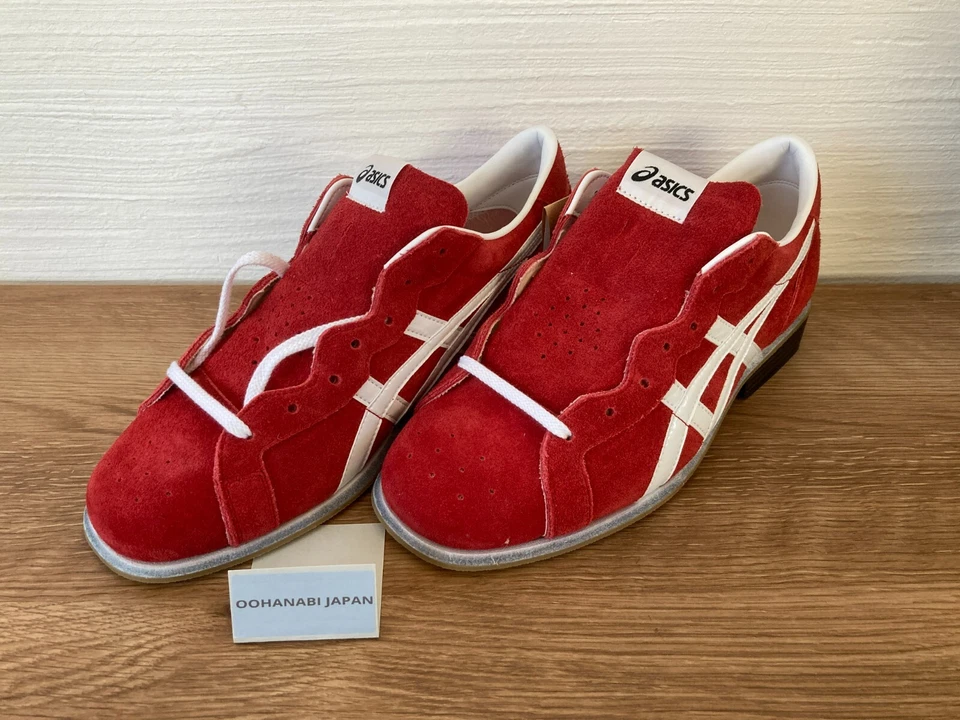 Zapatos de Levantamiento de Pesas ASICS 1163A006 Rojo/Azul Gamuza Cuero EE. UU. Talla 2E Nuevos JPN Foto 3 de 4