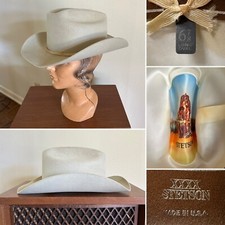 1980s Stetson Silverbelly 4x BEAVER 6 7/8 LONG OVAL Rancher Hat Cowboy Vtg 80s
