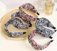 3 Pieces Women Floral Pattern Knot Headband - Hair Band Hoop with free Keychain