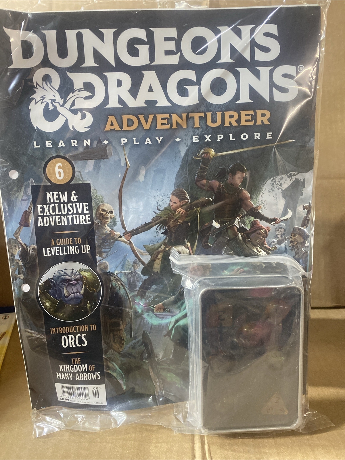 Hachette Dungeons & Dragons Adventurer Partwork #6 + 7 Dice in a tin