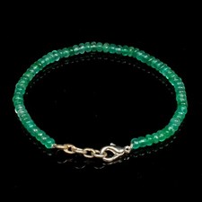 8 Inch Handmade Natural Emerald Gemstone Beaded Beautiful Single Line Bracelet