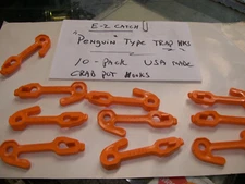 E-Z Catch Orange Plastic Crab Pot & Trap Hooks ( 10 pk ) PENGUIN Style USA Made